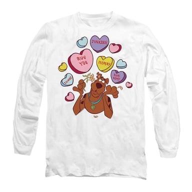 Scooby Doo - "Heart" T-Shirt für Herren/Damen Unisex, Valentinstag, Langärmlig (Weiß)