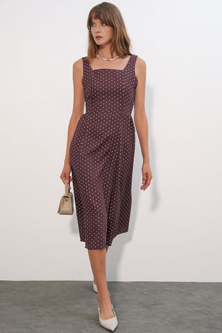 Punkte A-Linie Midi-Kleid