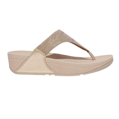 FitFlop - "Lulu" Glitzer Sandalen mit Keilabsatz für Damen, Zehentrenner (Roségold)