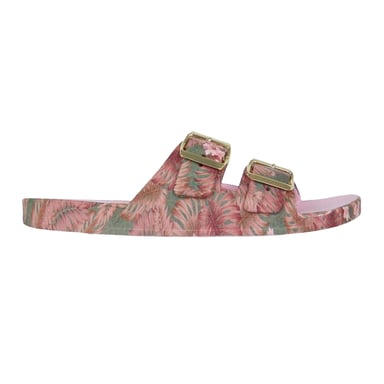 Biba - "Biba" Badesandale für Damen, Doppelriemen (Pink/Grün)
