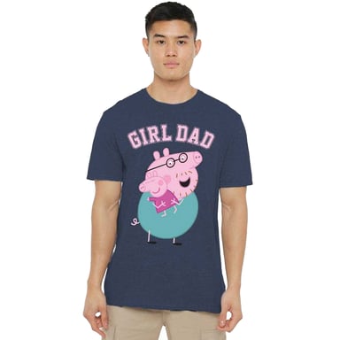 Peppa Pig - "Girl Dad" T-Shirt für Herren/Damen Unisex, meliert (Marineblau Meliert)