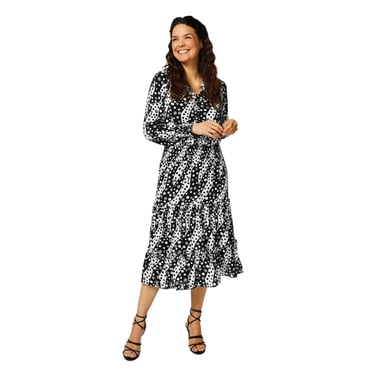 Biba - Midikleid für Damen, Eingehaltene Taille (Schwarz/Weiß)