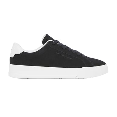 Tommy Hilfiger - "Pebble Grain Court" Sneaker für Herren, Leder (Schwarz/Weiß)