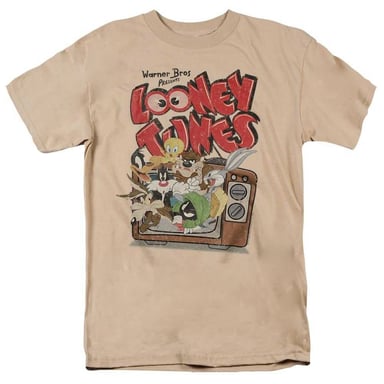 Looney Tunes - "Saturday Mornings" T-Shirt für Herren/Damen Unisex, meliert (Sand)