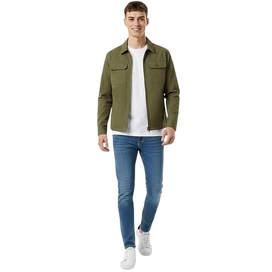 Jack Wills - "Shire Utility" Hemdjacke für Herren, Durchgehender Reißverschluss (Oliv)