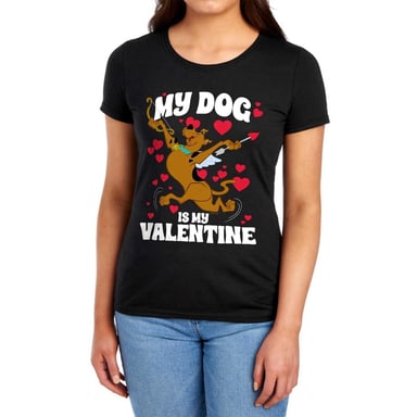 Scooby Doo - "My Dog Is My Valentine" T-Shirt für Damen, Anliegend (Schwarz)