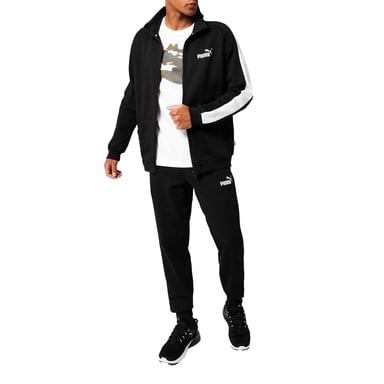 Puma - "Clean" Trainingsanzug-Set für Herren, Fleece (Schwarz/Weiß)