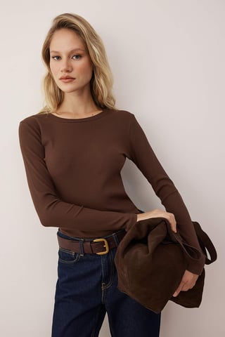 TRENDYOLMİLLA Damen Braun Einfarbig Lang Regular Fit Blusen