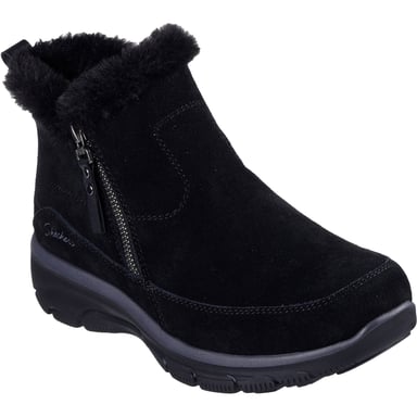 Skechers Easy Going Cool Zip! Leder Damen Schwarze Winter-Stiefeletten