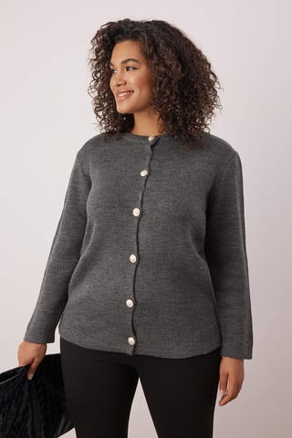 Trendyol Curve Damen Grau Einfarbig Lang Regular Fit Große Größen Cardigans
