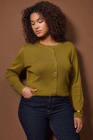 Trendyol Curve Langärmeliger Cardigan, regular fit, große Größen - Grün