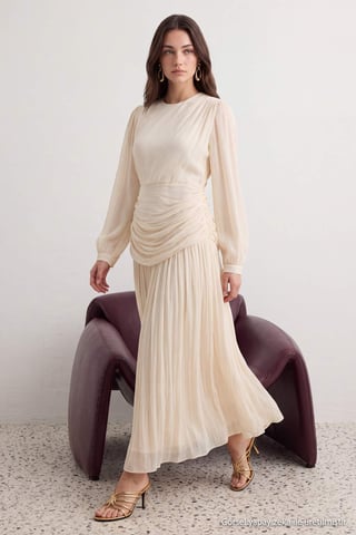 Trendyol Modest Damen Ecru Einfarbig Maxi Lang Elegant/Abend Skater Modest Abend Kleider