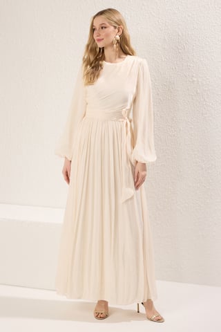 Trendyol Modest Damen Ecru Einfarbig Maxi Lang Elegant/Abend Skater Modest Abend Kleider