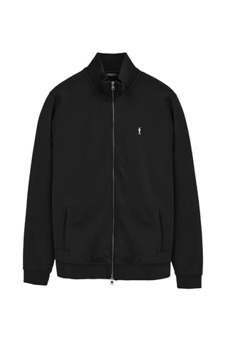 Sweatshirt mit Reißverschluss, hohem Kragen und Rigby Go Stickerei schwarz