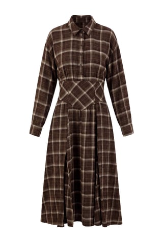 TRENDYOLMİLLA Damen Mehrfarbig Kariert Maxi Lang Hemdblusenkleid Kleider