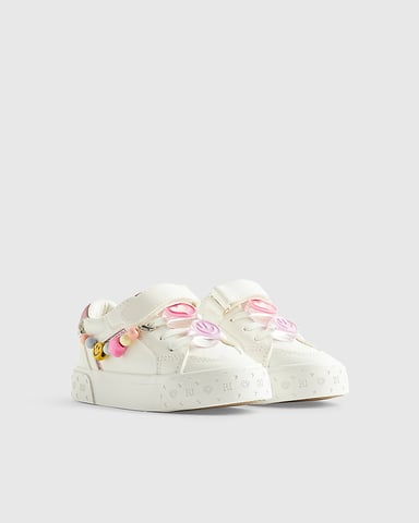 River Island Mädchen Mini-Sneaker Weiß Charm Rundspitze