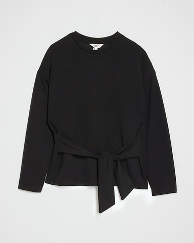 River Island Damenoberteil Petite Schwarz Premium mit Bindefront
