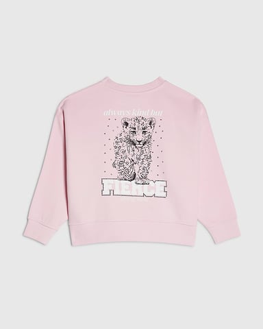 River Island Mädchen-Sweatshirt Pink Fierce Vibes Cheetah