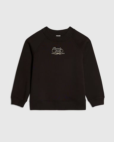 River Island Mädchen-Sweatshirt Schwarz mit Reißverschlussdetail am Rücken