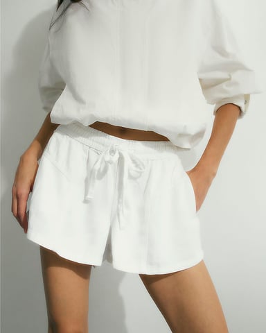 River Island Damen-Shorts Weiß Tencel Bindebund Kordelzugbund