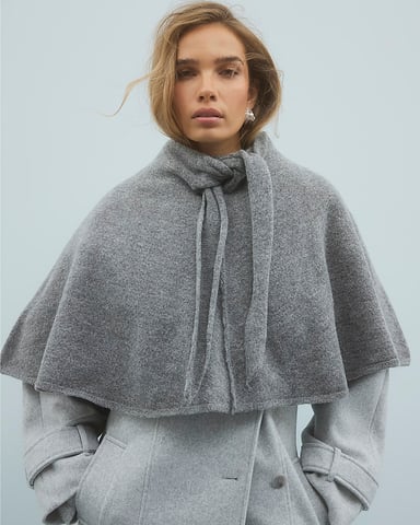 River Island Damen-Cape Grau Gestrickt Ärmellos Binddetail