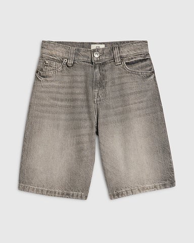 River Island Jungen-Jeansshorts Grau Grafik hinten Reißverschluss Knopf