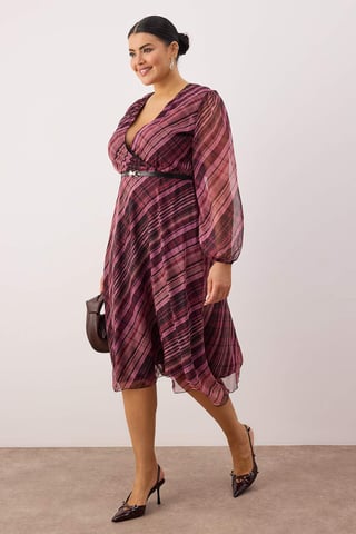 Trendyol Curve Damen Mehrfarbig Geblümt Kurz / Mini Lang Abend / Alltag Zweireihig Große Größen Kleid