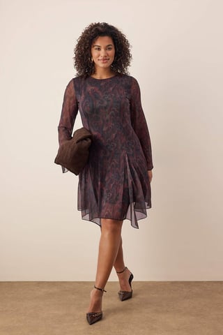Trendyol Curve Damen Mehrfarbig Geblümt Kurz / Mini Lang Casual A-Linie Große Größen Kleid