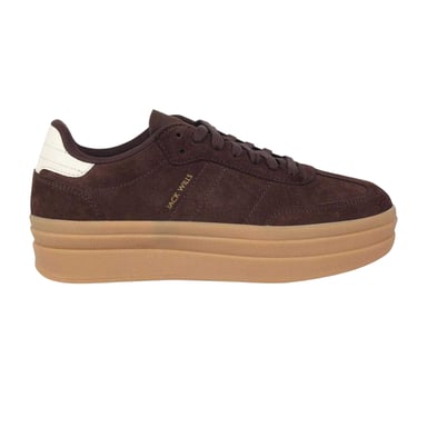 Jack Wills - "Newbury" Sneaker für Damen, Wildleder, Plattform-Absatz (Braun/Weiß/Gummi Rosa)