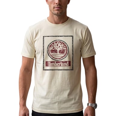 Timberland Herren-T-Shirts Tree Print Classic Logo Sommer-Baumwollshirt Rundhalsausschnitt