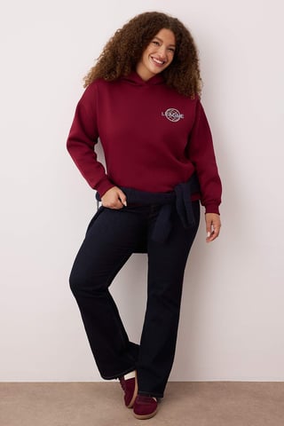 Trendyol Curve Damen Bordeaux Slogan Lang Relaxed Fit Große Größen Sweatshirts