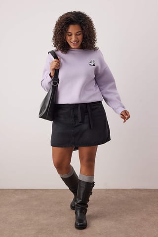 Trendyol Curve Damen Lila Animal-Print Lang Regular Fit Große Größen Sweatshirts
