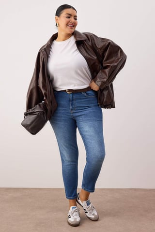 Trendyol Curve Damen Blau Einfarbig Skinny Hohe Taille Große Größen Jeans