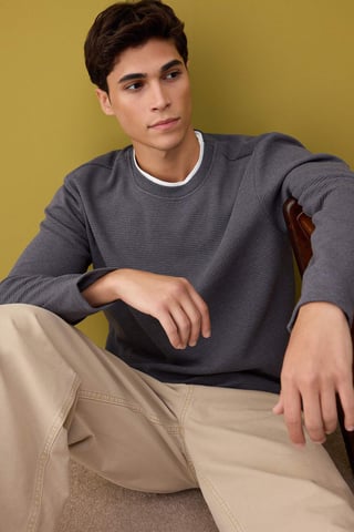 TRENDYOL MAN Herren Grau Einfarbig Lang Regular Fit Sweatshirts
