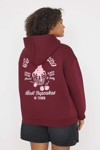 Trendyol Curve Damen Bordeaux Slogan Lang Oversize Große Größen Sweatshirts