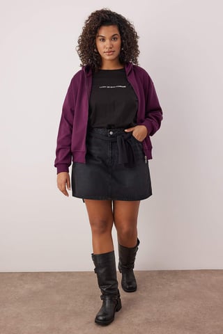 Trendyol Curve Damen Lila Grafik Lang Regular Fit Große Größen Sweatshirts