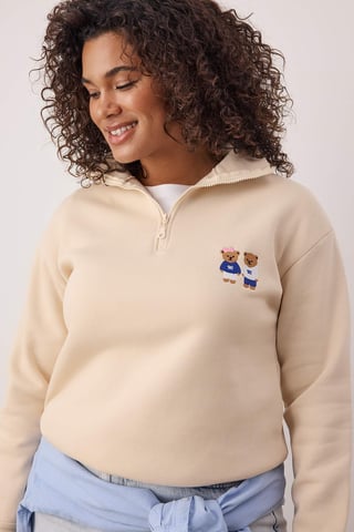 Trendyol Curve Damen Beige Einfarbig Lang Regular Fit Große Größen Sweatshirts