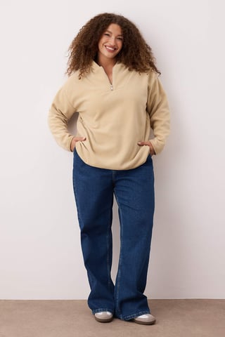 Trendyol Curve Damen Beige Einfarbig Lang Oversize Große Größen Sweatshirts