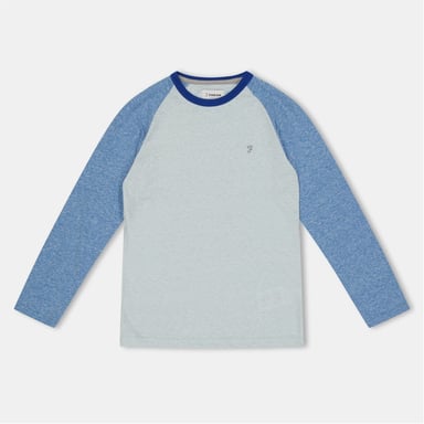 Farah Jungen Baseball-T-Shirt mit Rundhalsausschnitt, Raglanärmeln und Injection-Detail in Blau