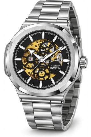 Invicta Objet D Art 70001 Herrenuhr - Automatikwerk - Stahl mit schwarzem Zifferblatt - 43 mm