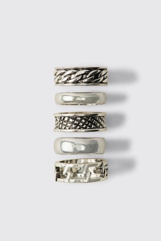 5er-Pack Ringe mit Prägung