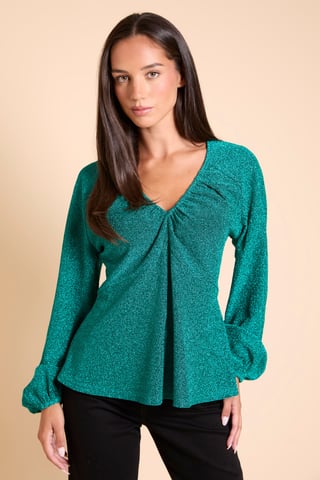 DP Luxe Top aus Glitzerjersey mit gerafftem Ausschnitt