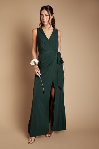 Coast Maxi-Brautjungfernkleid aus Crêpe mit V-Ausschnitt und Wickeldetail