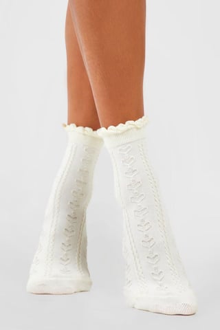 Boohoo Socken mit Lochstrickmuster und Wellenkanten