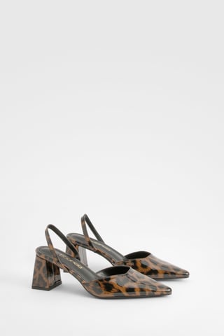 Boohoo Pumps mit weiter Passform, Leopardenmuster und Blockabsatz
