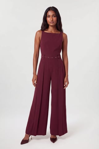 Taillierter Crêpe-Kilt-Jumpsuit mit Falten