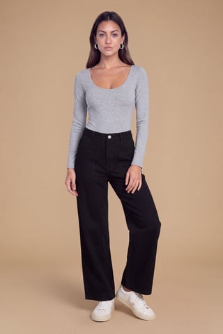 Petite Wide-Leg-Jeans mit hohem Bund