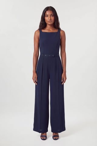 Tailored Crepe Plissierter Kilt-Jumpsuit