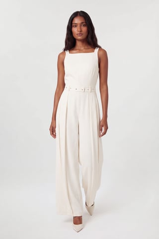 Taillierter Crêpe-Kilt-Jumpsuit mit Falten
