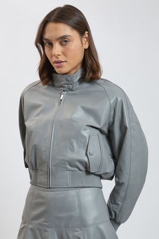 Karen Millen Leder-Bomberjacke